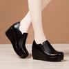 Small Size 32-43 Elegant Deep Mouth Soft Leather Shoes Women Platform 2025 Winter Med Heels Wedges Ankle Boots with Fur