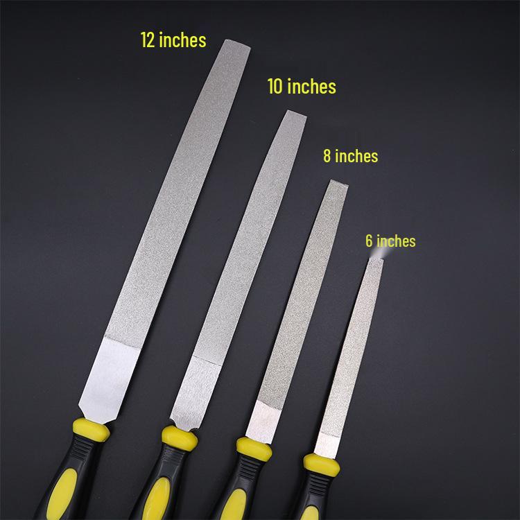 Hongyu Large Diamond Alloy Steel File Set: Flat, Triangular, Semi-Circular