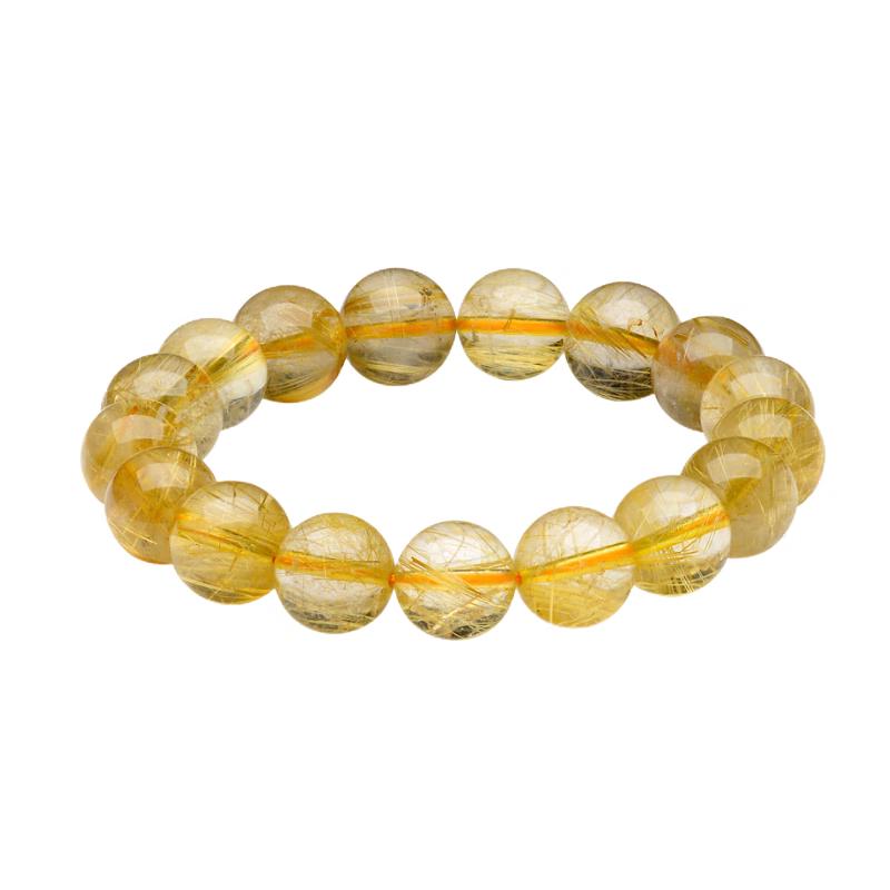 Natural Golden Rutilated Quartz Bracelet (11-12mm) Gift Box Set with Certificate