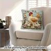 2D flat- Rustic Hen and Chicks Floral Throw Pillow Cover Farmhouse Style Square Cushion Case for Home Sofa Decor