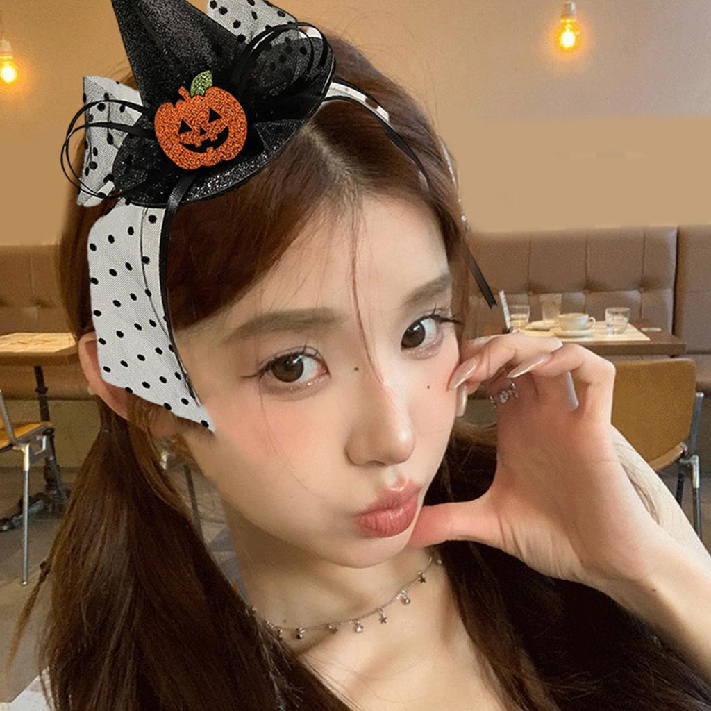 Hair Tie Headdress Headband Glitter Cartoon Pumpkin Strong Hold Catch Hair Hoop Hair Styling Tool