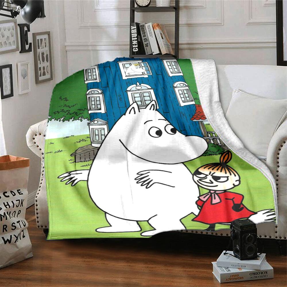 Moomin Snorkmaiden Front Blue House Flannel Blanket Super Soft Warm Cozy Blanket For Sofa Bed Office Travel Allseason Home Decor Gift
