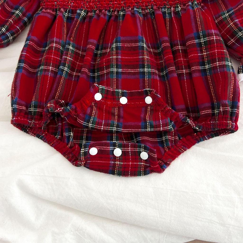 Julfestklänning med Lång Ärm och Body för Små Flickor - Vår- och Höstoutfit för Ettåringar