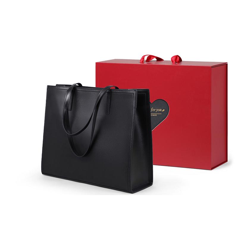 VINEY Cow Leather Shoulder Bag Women's Black 7589