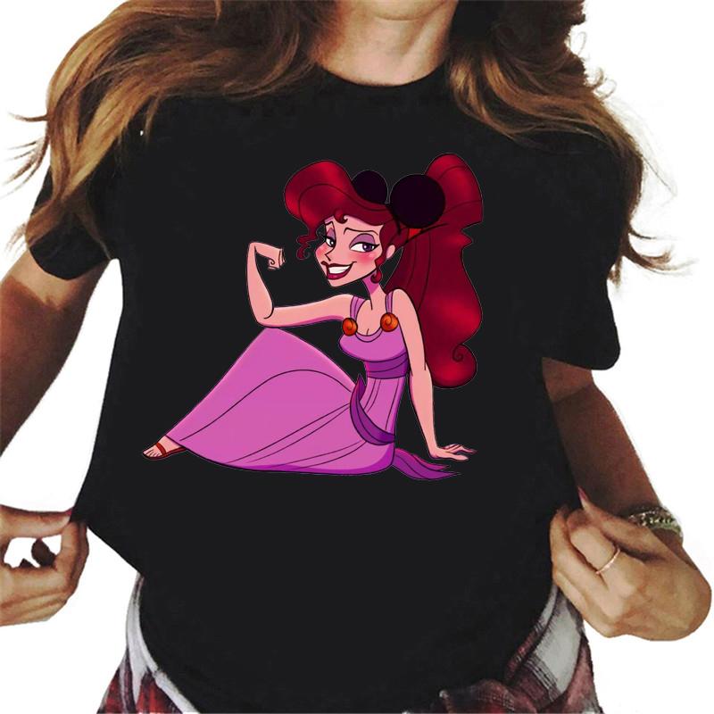 Mickey Ear Hat Ariel The Little Mermaid Print T-shirts Casual Streetwear Vintage Harajuku Princess Print T Shirt 90s Girls
