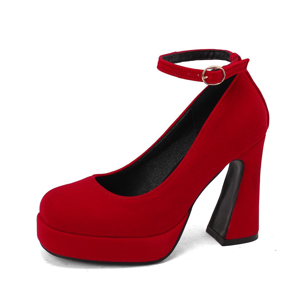 Fashion New Women Platform Pumps High Chunky Heels Round Toe Wedding Party Dress Shoe Ankle Strap Ladies Danc Shoes 2025 Spring New