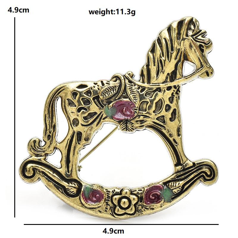 Vintage Rocking Horse Brooches For Women Unisex Lovely Toy-design Horse Party Casual Brooch Pins Gifts
