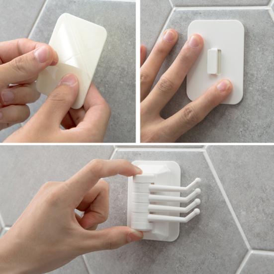 Rotary Self-adhesive Wall Trackless Hook Kitchen Bathroom Door Towel Bag Rack