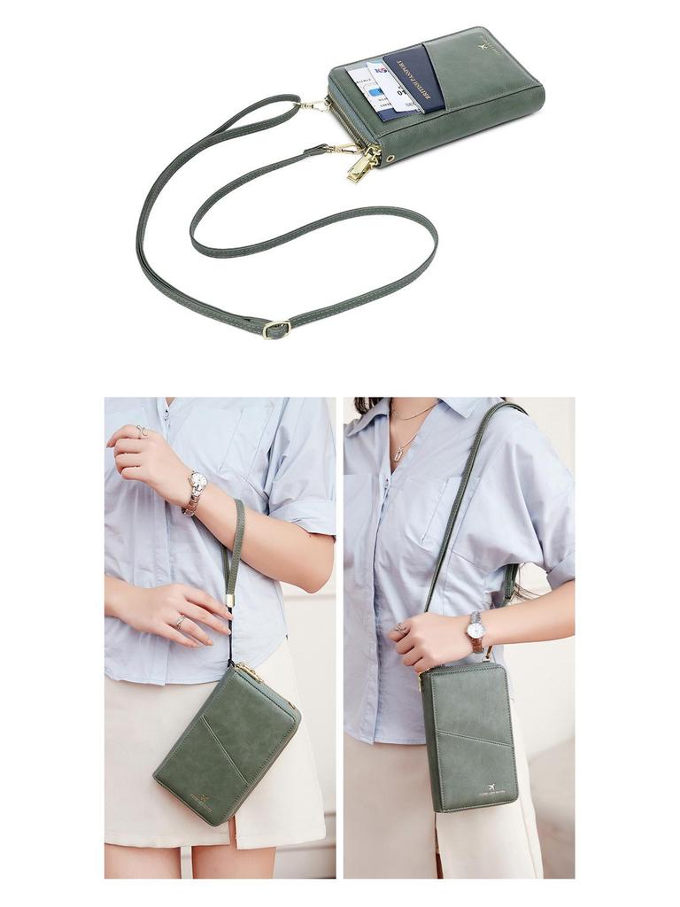 2024 RFID Travel Passport Holder & Ticket Organizer with Double Zippers - Crossbody Multifunctional Wallet & Document Bag.
