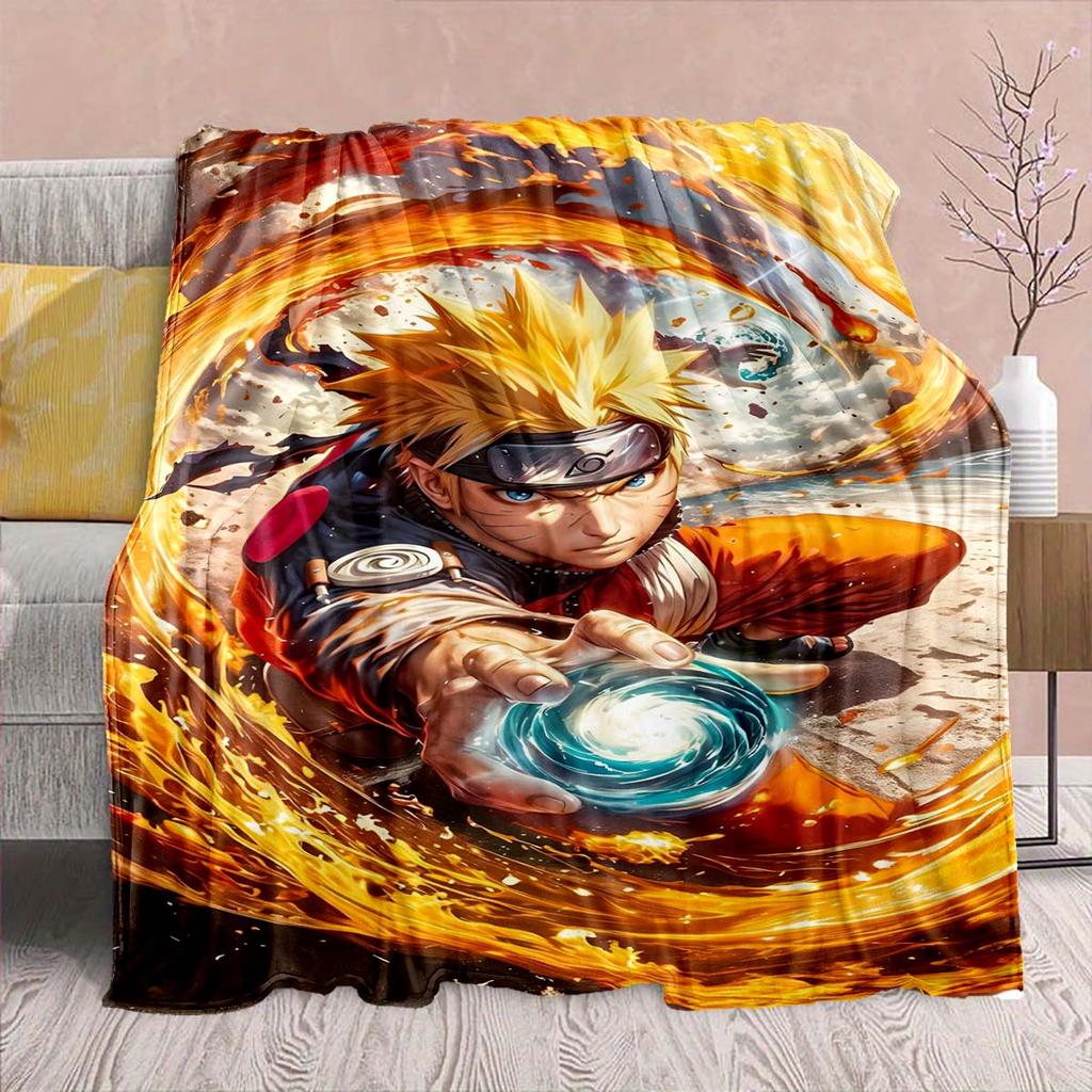 Naruto Anime Flannel Blanket - Soft Warm Perfect for Sofa, Bedding Camping Travel Office Home Decor -QJY