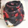 Luxury Silk Scarf Printed Small Square Scarf Fashion Magnetic Buckle Scarf  For Women