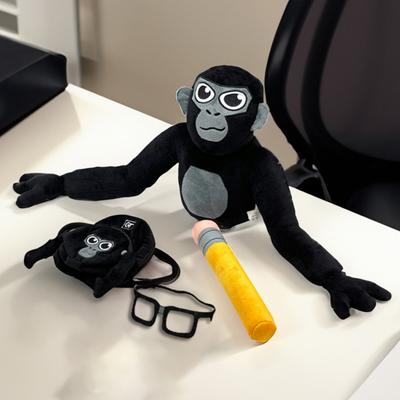 Gorilla Tag-Plüschtier, weich ausgestopfte Orang-Utan-Puppe mit Bleistift, Rucksack und Brille, inspiriert von einem beliebten Spiel, süßes, farbechtes Geschenk für Spielefans und Sammler