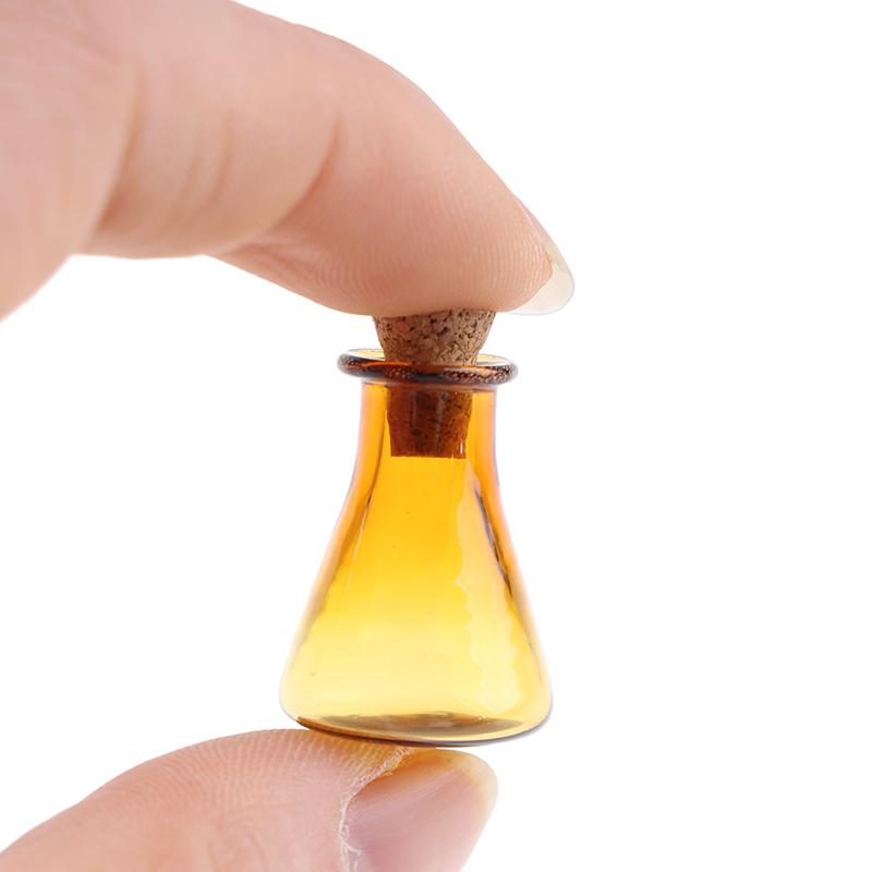 2Pcs Mini Glass Color Bottle Wishing Bottle Tiny Jars Vials Mini Storage Bottle