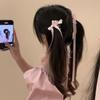 Hairpin Satin Ribbon Bowknot Decor Hair Clip with Rhinestones Glass Beads Tassels No Pull Scalp Photos Hair Accessories