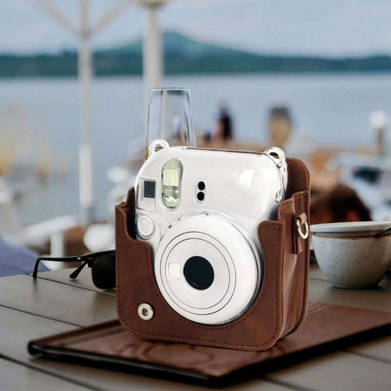 PU Leather Soft Camera Case Travelling Bag Shoulder Bag for Mini12 Film Camera Bag + Shoulder Straps
