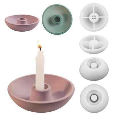 Circular Candle Base Silicone Mold DIY Concrete Candle Holder Mold Gypsum Cement Candle Holder Silicone Resin Mold