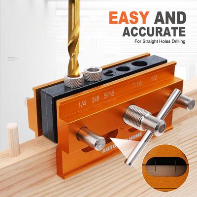 Self-Centering Doweling Jig Kit Vertical Center Puncher Pocket Hole Jig Drill Guide Woodworking Tools