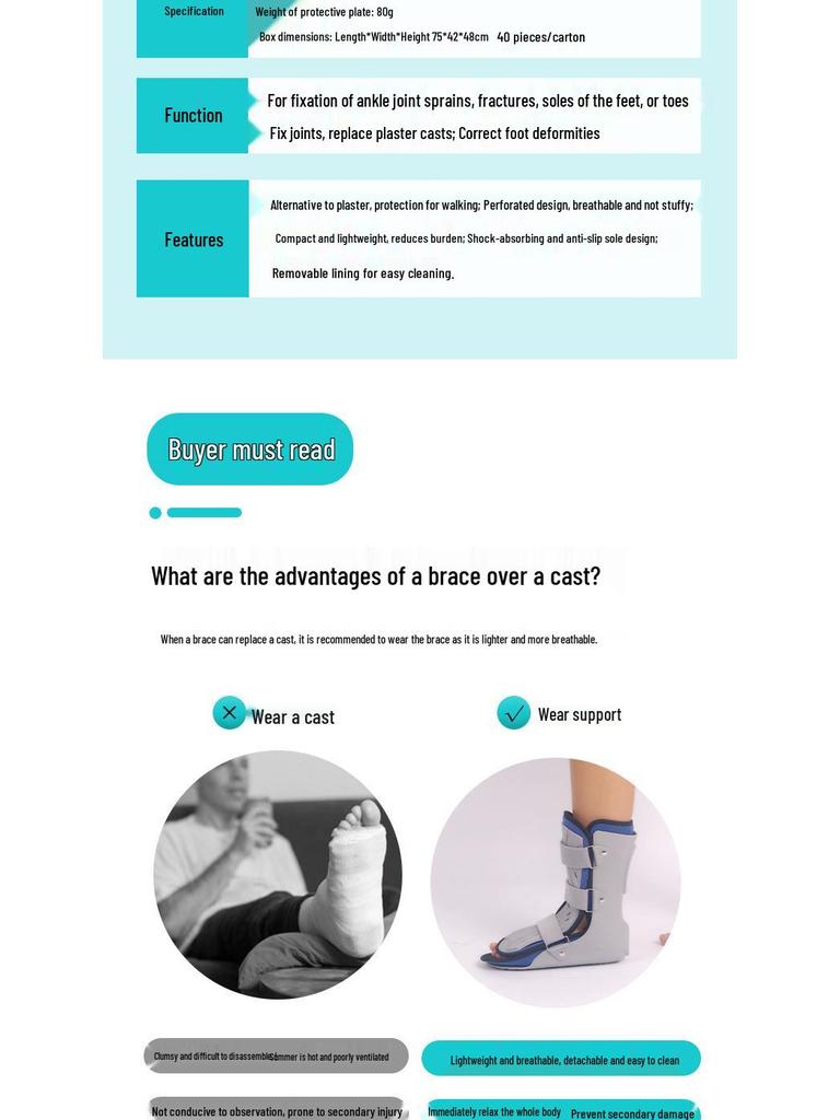 Postoperative Ankle Brace & Achilles Tendon Support Shoe