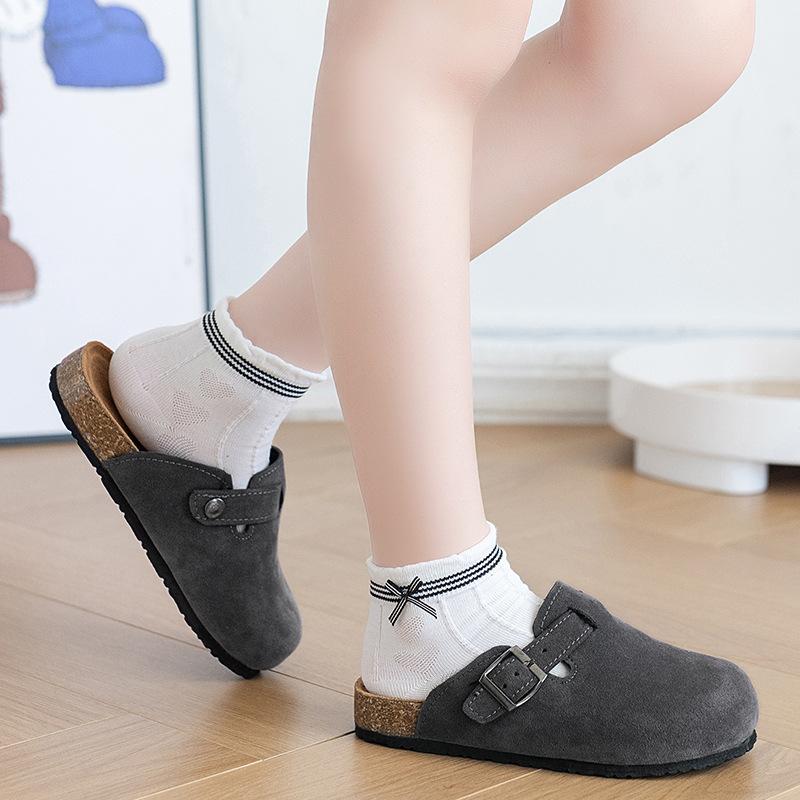 

Korean version of children s boken shoes 2025 winter new cork boys shoes retro girls casual children s toe flip slippers 26 чёрный