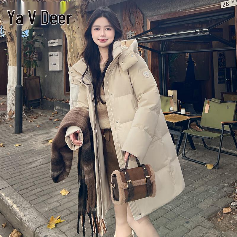 Yalu Women's Mid-Length Duck Down Jacket with Detachable Hood