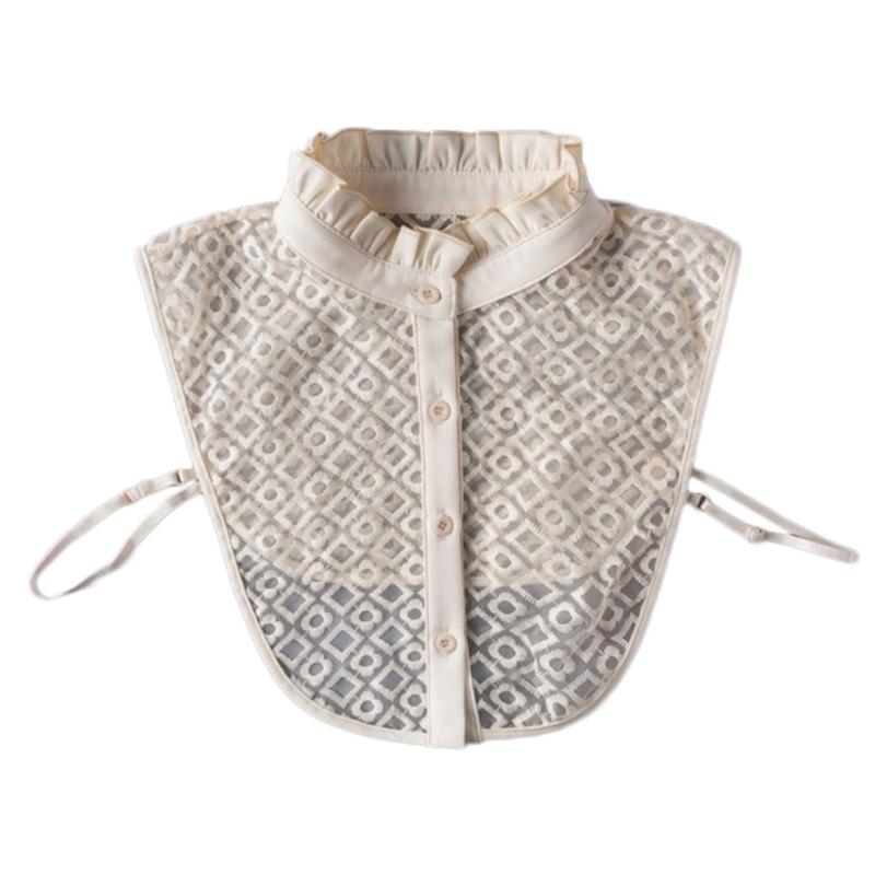 Women Chinese Embroidery Half Top Shawl Vintage Flroal Cheongsam Fake Collar Lace-Up Decorative Neck Cover Dickey Short