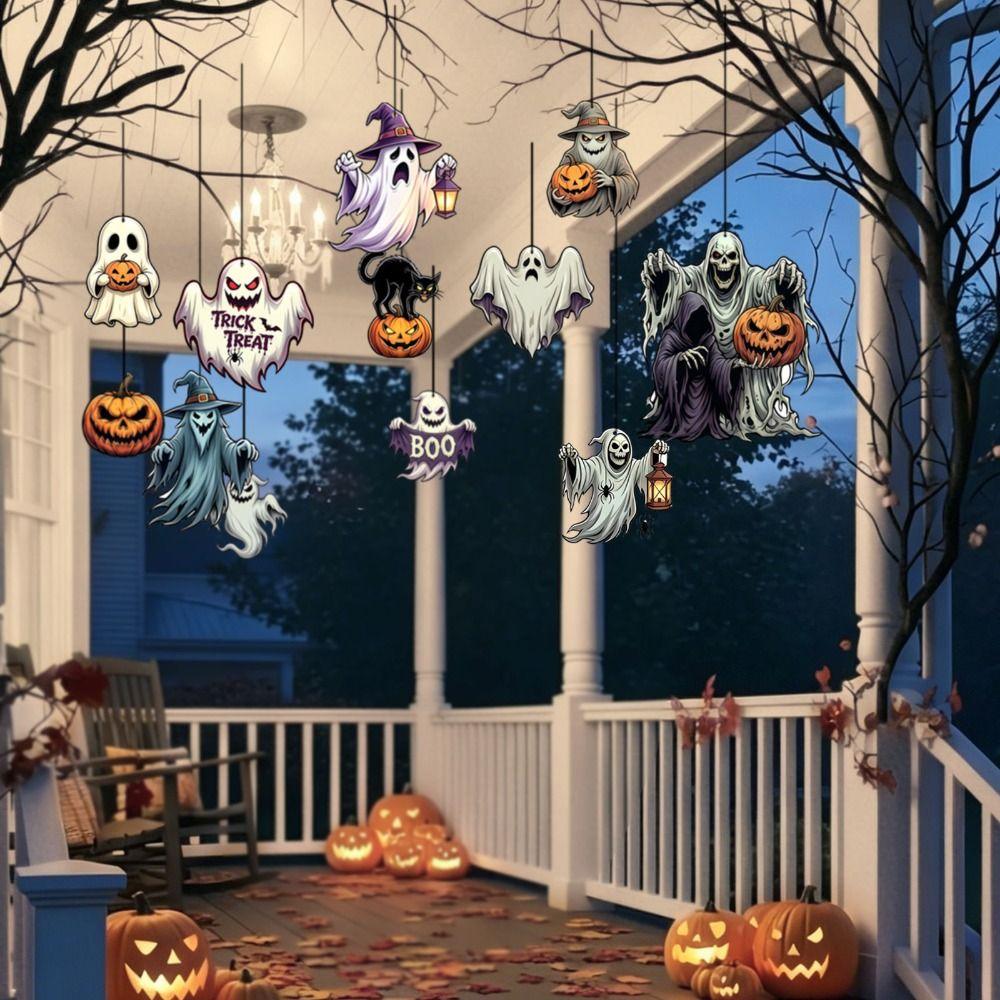 12Pcs Paper Halloween Ghost Decor White Halloween Party Decoration Cute Ghost Prop Home Decor