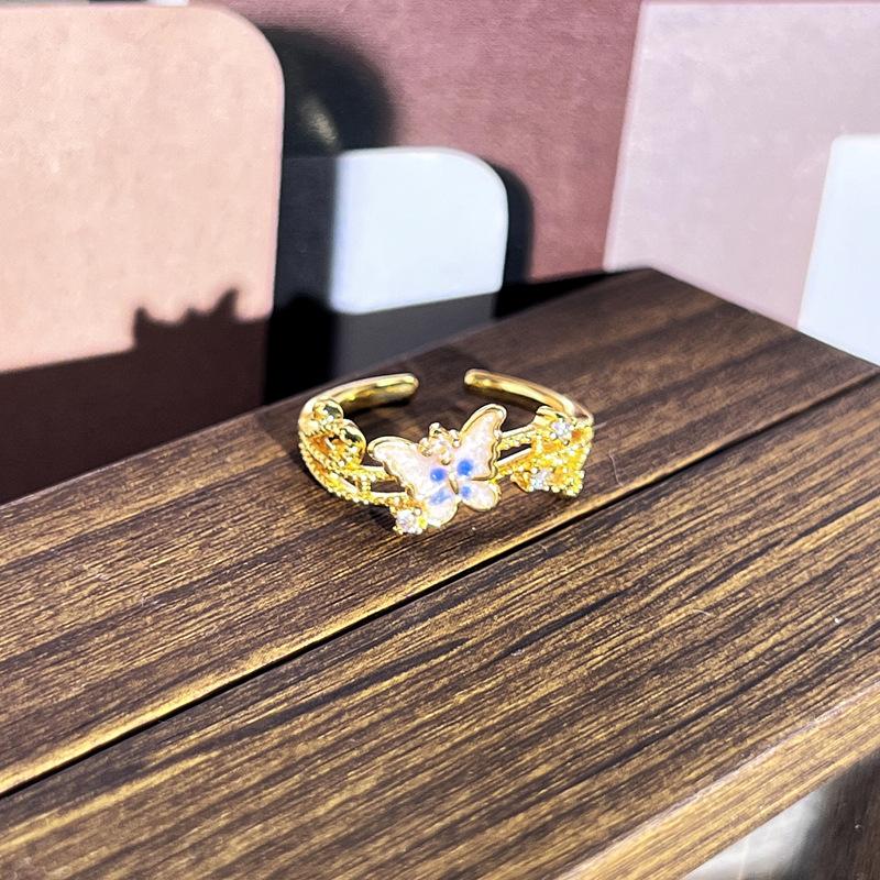 2026 Sweet and Cool Colorful Drip Glaze Temperament Court Style Retro Ring Female Flower Niche Ring