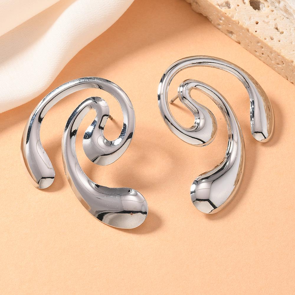 European Creative Punk Geometric Snake Coil Long Earrings