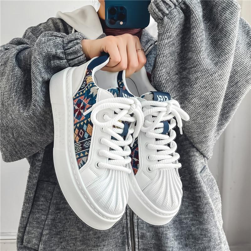 Summer Men's Shoes Breathable Shock-absorbing Sports Men's Casual Thick-soled White Shoes New Shell Toe Canvas Shoes