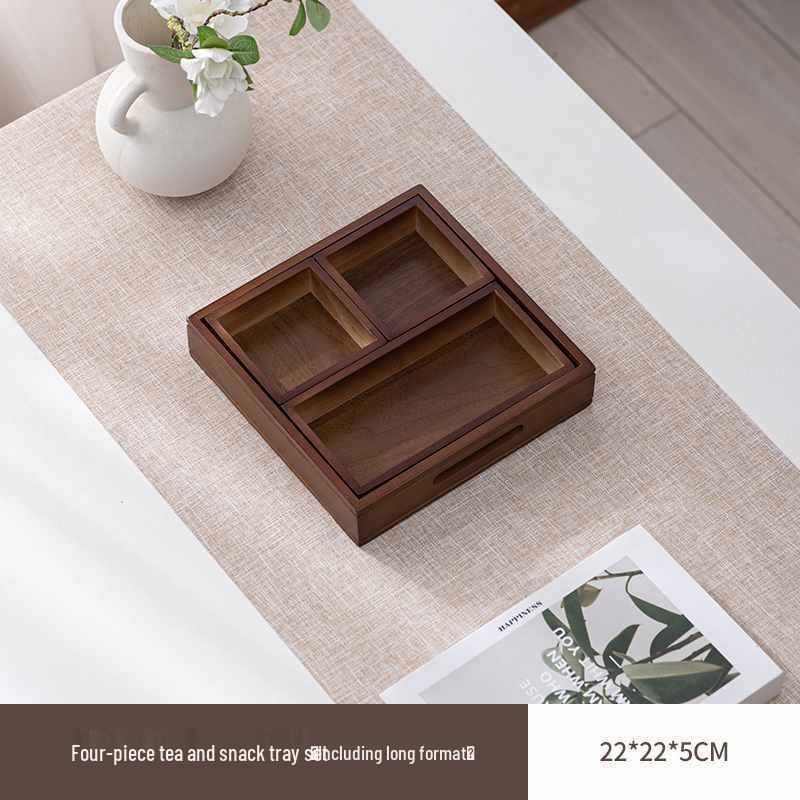 Wooden Multi-Compartment Tea Tray & Snack Plate