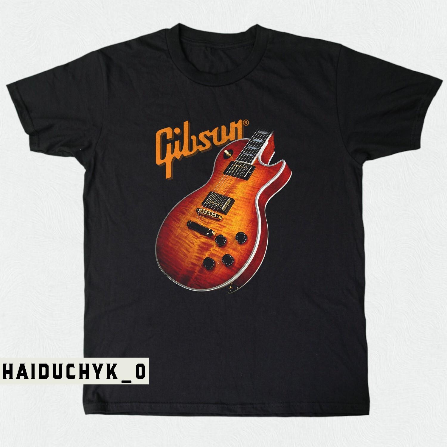 Gibson Electric Guitar Unisex Black T-shirt S-5XL XXXXL