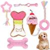 6-piece Natural Rubber Puppy Chew Toy Set Cute Squeaky Teeth Grinding Rope Knot Plush Dog Interactive Toy Brinquedo Cachorro