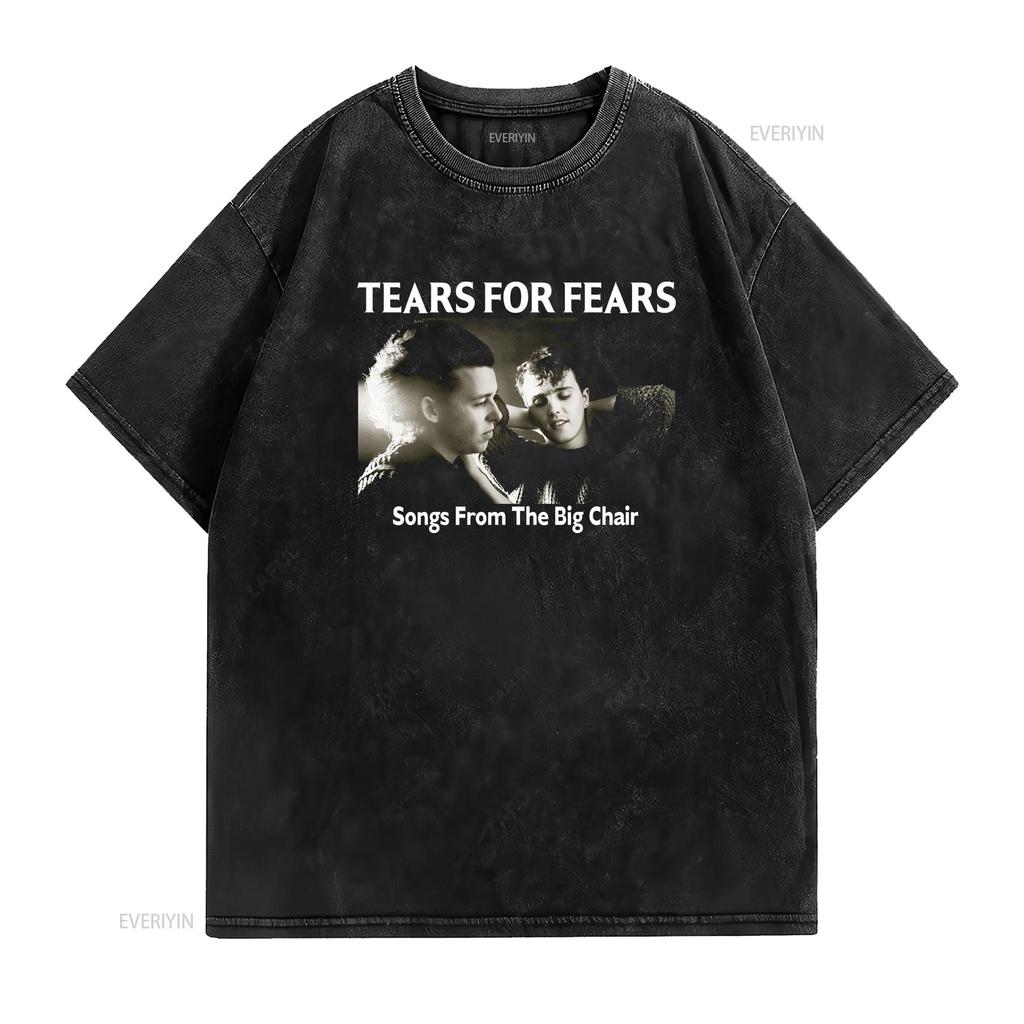 Tears For Fears Band Classic Style short sleeve Black T Shirt S XL vintage Washed Stylish Top For Everyday Wear Casual