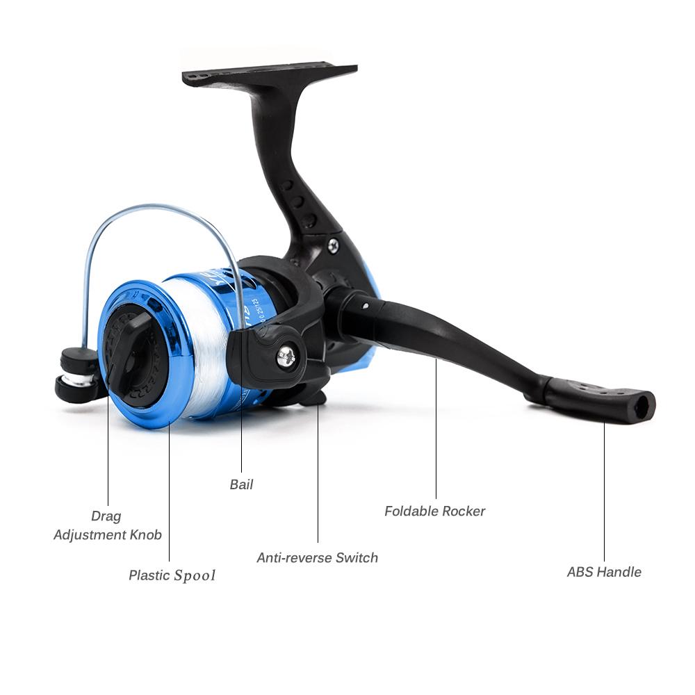 Kit complet combinat de mulinete pentru undițe de pescuit ultra ușoare cu 2 undițe telescopice de 2,1 m mulinete de filare