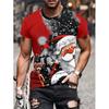 Funny Men's T-Shirts Santa Claus Christmas Oversized Short Sleeve with Snowflakes Print Red Casual O-Neck Outfit Men Clothing