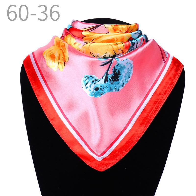 New simulated silk scarf, striped women's small square scarf, flight attendant workplace decoration cm spring and summer silk scarf