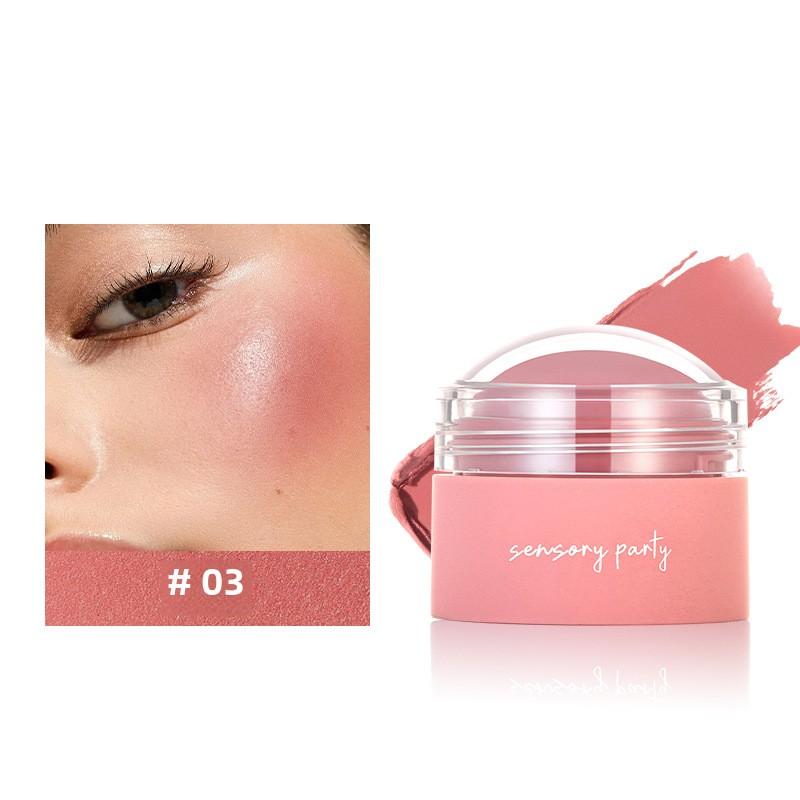 Sensory Party Cream Blush, Shimmer Peachy Orange Blush Stick for a Natural, Dewy Look Long-Lasting, Blendable Cheek Color In 6 Shades