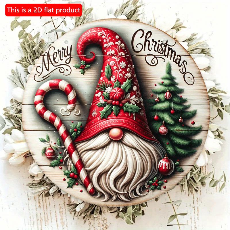 2d Flat 20*20cm, Christmas Popular Home Decoration, Wooden Circular Creative Logo Decorative Plaque, for Home, Kitchen, Garden, Office, Bar Decor.