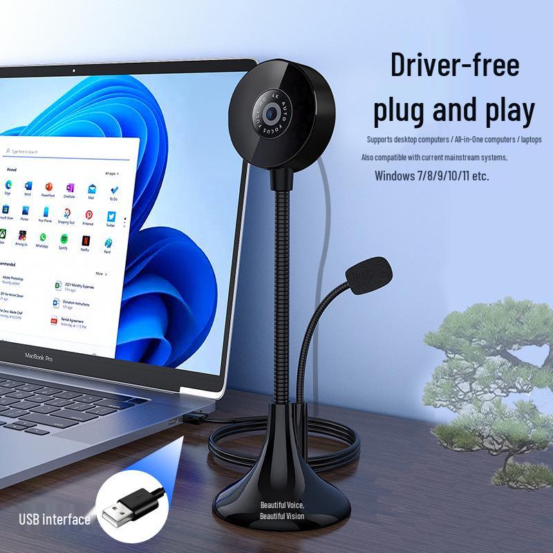 4K HD Webcam with Microphone for Desktop, Laptop, Streaming, Online Classes & Video Conferencing