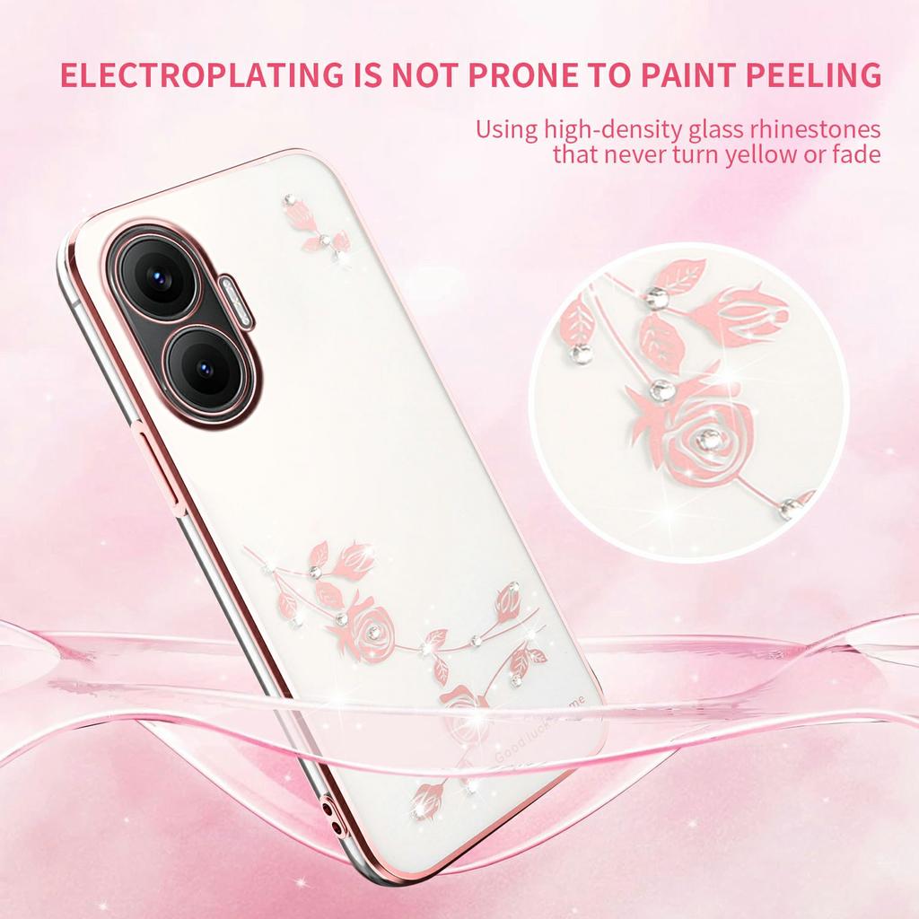 KADEM For Xiaomi Redmi Turbo 4 Pro 5G/Poco F7 5G Case Flower Rhinestone Decor TPU Phone Cover