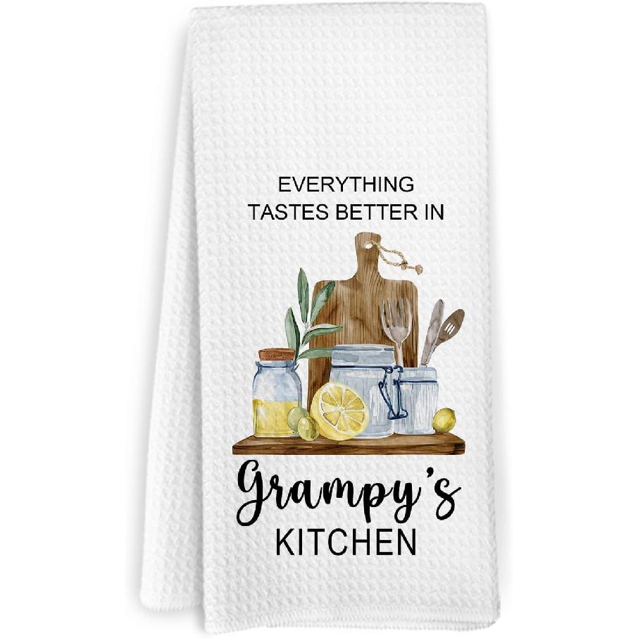 Nonna Gifts Kitchen Towels, Gifts for Nonni Grandma from Grandkids, Everything Tastes Better in Nonna's Kitchen Decorative Hand Tea Towels for