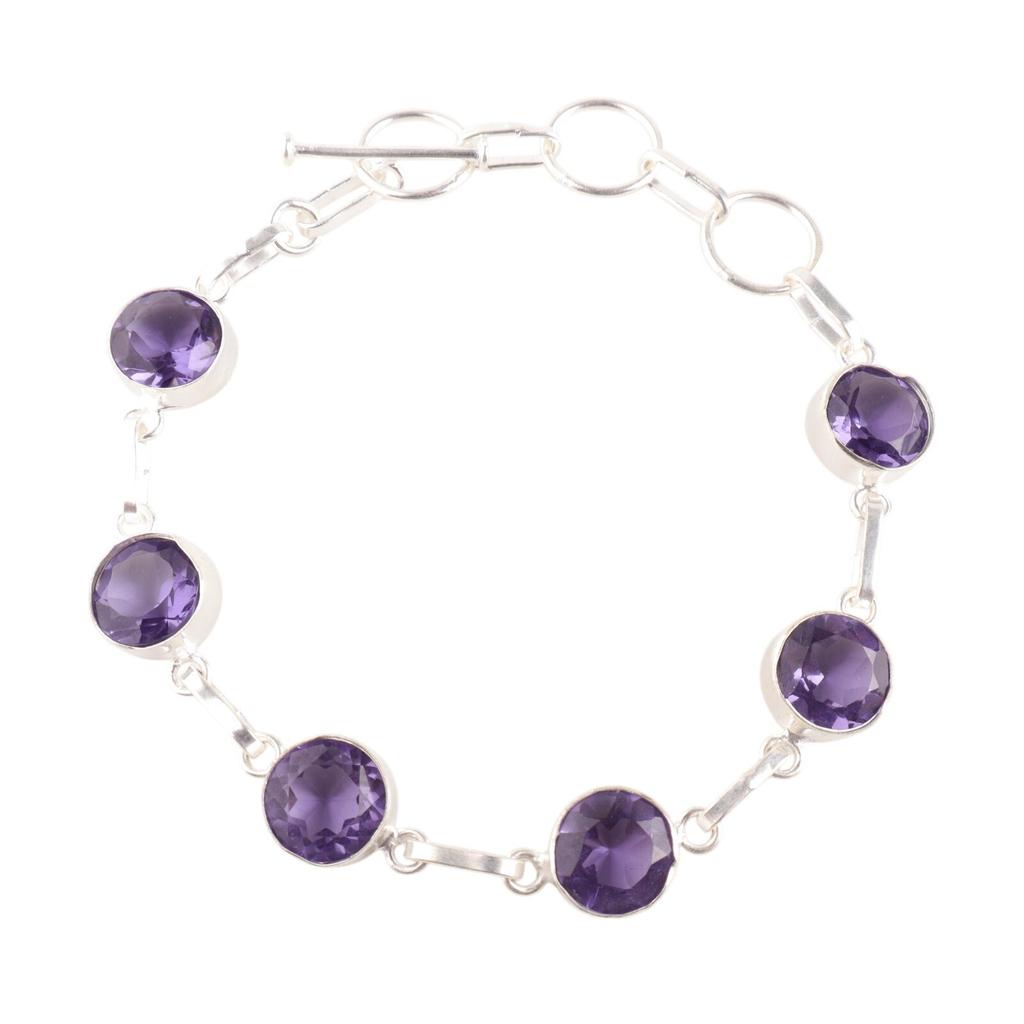 Purple Iolite Gemstone 925 Sterling Silver Jewelry Gemstone Handmade Bracelet RB-14-2