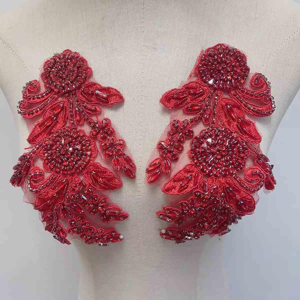 Custom 3D Eco-Friendly Flatback Hot Fix Rhinestone Appliques for Wedding Suits Costumes-Gold Beaded Trim Luxury Fabric