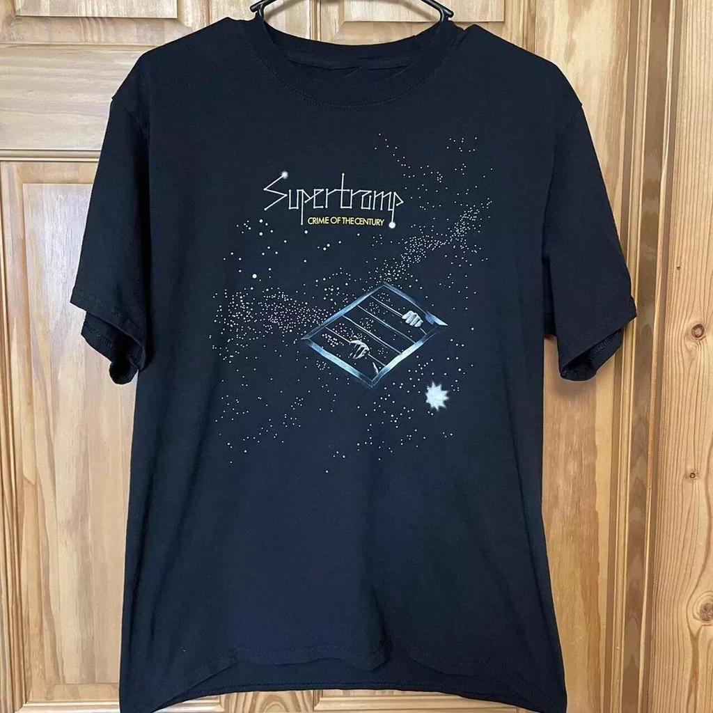 Rare Supertramp Band Black Cotton Short Sleeve T-Shirt Unisex SG123.webp