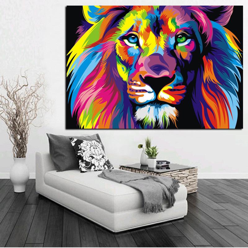 Decorative Painting Painted Lion Creative Animal Frameless Painting Core Home Living Room Decoration