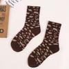 1Pair Men and Women Middle Tube Couple Socks Personality Leopard Print Cotton  Hip Hop European  American Trendy