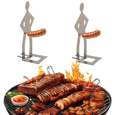 Stal Nierdzewna Uchwyt na Kiełbaski do Grilla Nowość Impreza Kemping Prezenty Zabawny Rożen do Kiełbasek Wielokrotnego Użytku Grill do Hot Dogów na Kemping Plenerowy