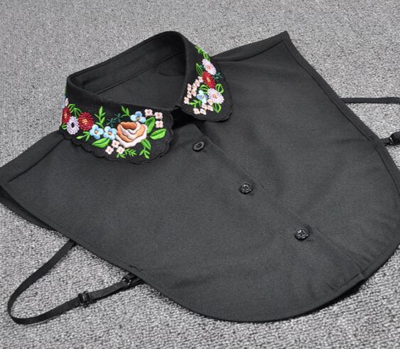 Women's Fake Collar Shirt White Fake Collar Women Detachable Collars Embroidery Cotton False Collar Shirt Col Amovible Femme