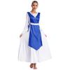 Women Church Worship Robe Choir Performance Tunic Metallic Patchwork Lace Up Sides Split Satin Dress