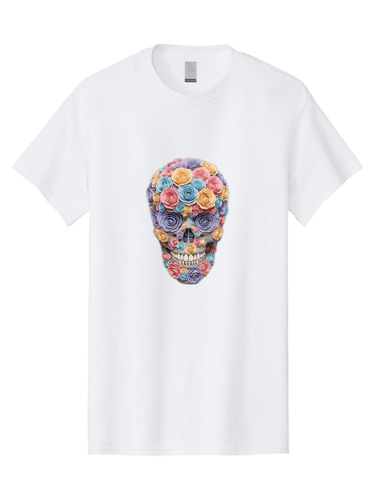 Multicolor-Floral-Skull-1 Mens Graphic Tee, 100% Cotton, Casual Summer Wear S разноцветный